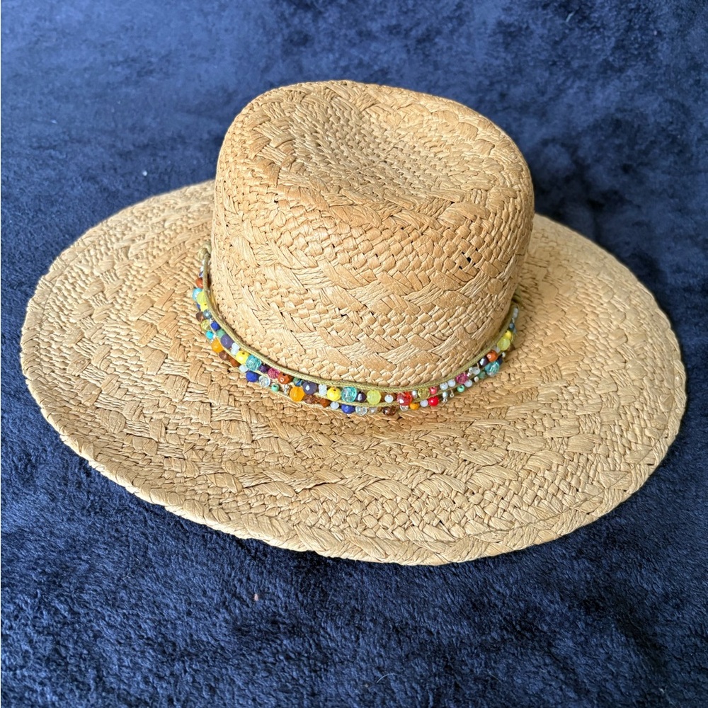 Cappella strawworld hat w boho beads